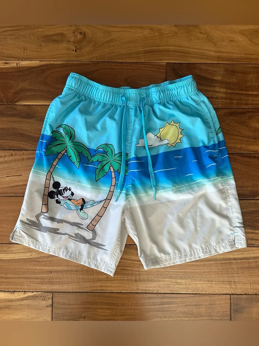 Disney Mickey Mouse Tropical Beach Swim Trunks Board Shorts Size M